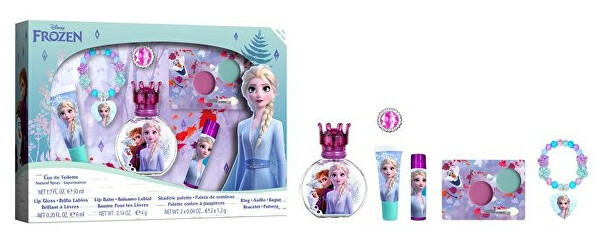 Disney Frozen - EDT 50 ml + karkötő + gyűrű + ajakbalzsam + szájfény + szemhéjfesték paletta
