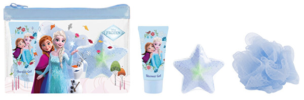 Disney Frozen - toaletní taška + sprchový gel 35 ml + bomba do koupele + mycí houba