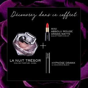 La Nuit Trésor - EDP 50 ml + mini rtěnka L´Absolu Rouge Matte + řasenka Hypnose Drama Excessive Black 4 ml