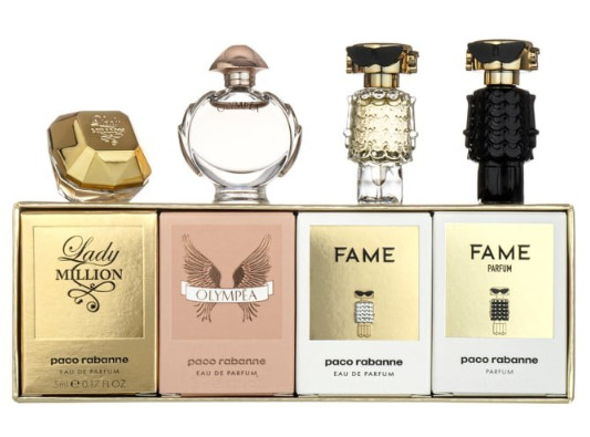 Mini sada Rabanne pro ženy - Million - EDP 5 ml + Olympea - EDP 6 ml + Fame - parfém 4 ml + Fame - EDP 4 ml