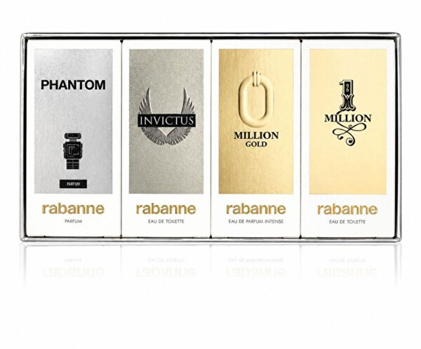 Kolekce miniatur Rabanne pro muže - Phantom - parfém 5 ml + Invictus - EDT 5 ml + Million Gold Intense - EDP 5 ml + 1 Million - EDT 5 ml