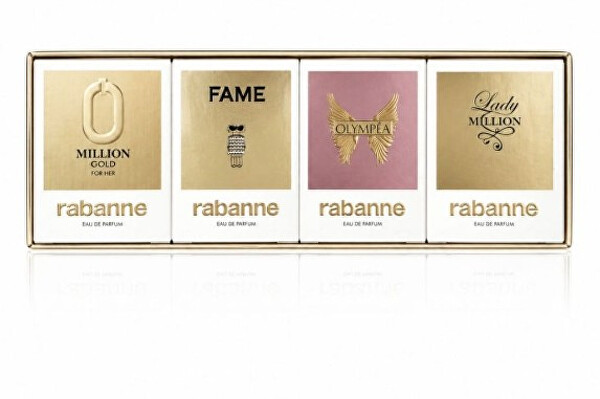 Mini sada Rabanne pro ženy - Million Gold - EDP 5 ml + Fame - EDP 4 ml + Olympea - EDP 6 ml + Lady Million - EDP 5 ml