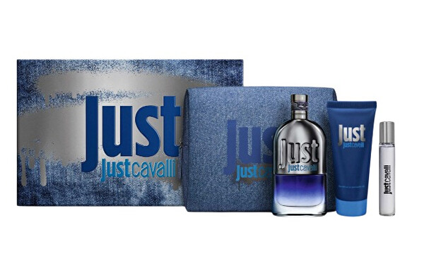 Just Cavalli Him - EDT 90 ml + sprchový gel 100 ml + EDT 15 ml + kosmetická taška
