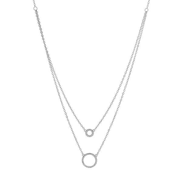 Dvojitý strieborný náhrdelník s krúžkami AJNA0030