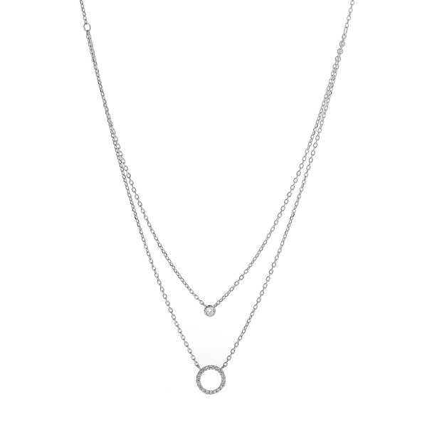 Dvojitý stříbrný náhrdelník se zirkony AJNA0009