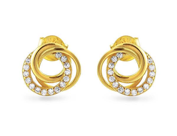 Elegantní pozlacené náušnice s kubickými zirkony AJNS0069