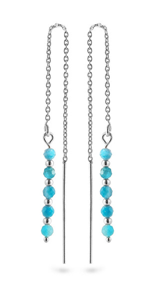 Stříbrné řetízkové náušnice s apatitem AJKNS001