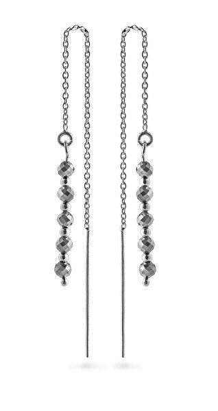 Stříbrné řetízkové náušnice s hematitem AJKNS006