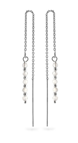 Stříbrné řetízkové náušnice s měsíčním kamenem AJKNS003