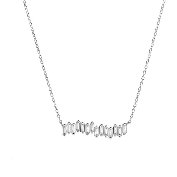 Krásný stříbrný náhrdelník s čirými zirkony AJNA0012