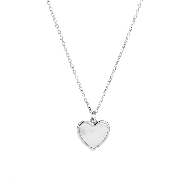 Něžný stříbrný náhrdelník Srdce s perletí AJNA0031 (řetízek, přívěsek)