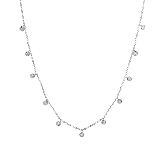 Csillogó ezüst nyaklánc cirkónium kövekkel AJNA0033
