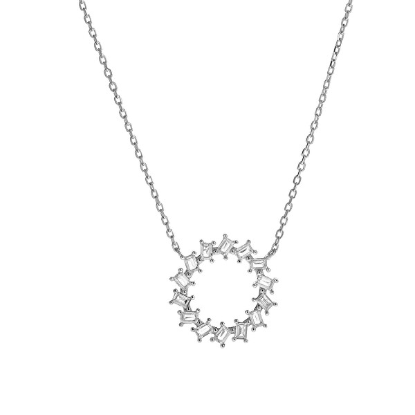 Třpytivý stříbrný náhrdelník se zirkony AJNA0022