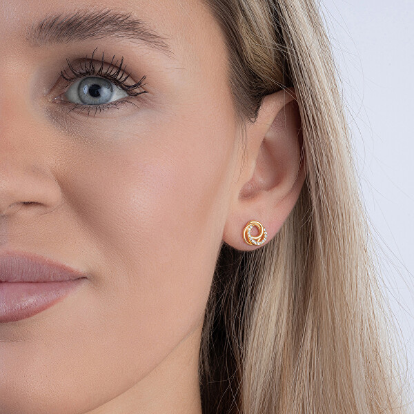 Elegantní pozlacené náušnice s kubickými zirkony AJNS0069