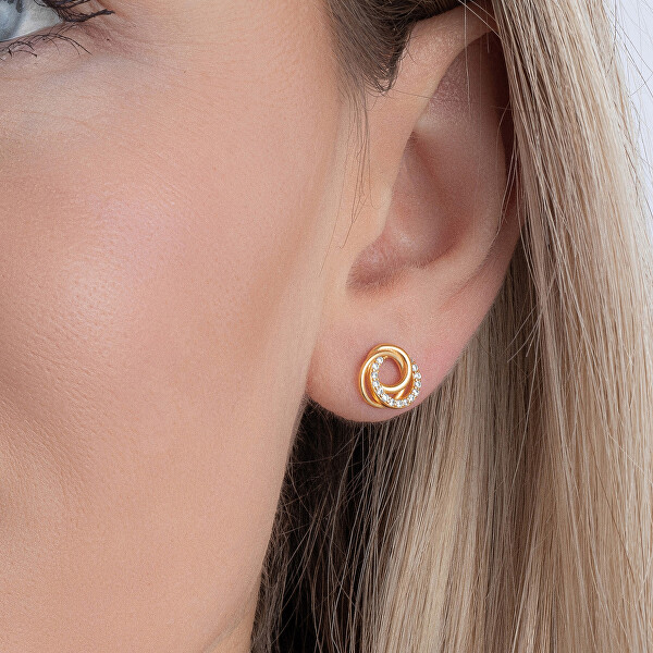 Elegantní pozlacené náušnice s kubickými zirkony AJNS0069