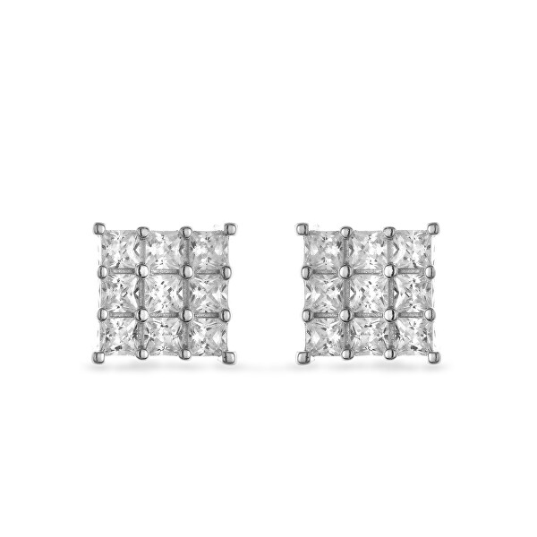 Orecchini quadrati in argento con zirconi cubici AJNS0038