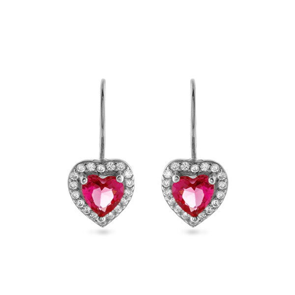 Orecchini pendenti in argento Cuore con zirconi AJNS0047