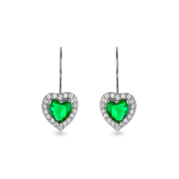 Orecchini pendenti in argento Cuore con zirconi AJNS0048