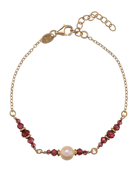 Dámský pozlacený náramek s pravými perlami a granáty AL5180.01.029