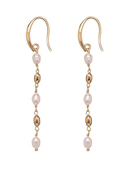 Dlouhé pozlacené náušnice s pravými perlami AL4139.01.000