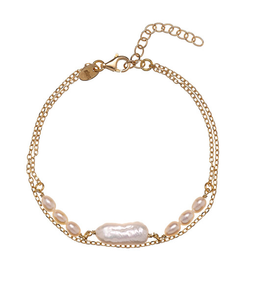 Dvojitý pozlacený náramek s pravými perlami AL5114.01.000