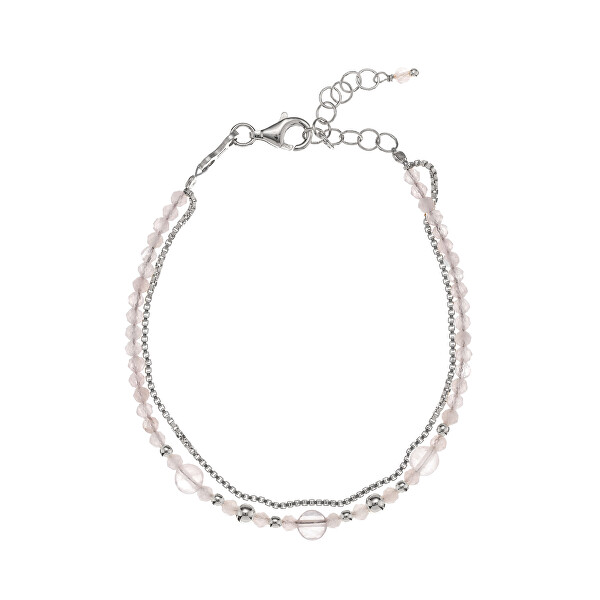 Bracciale doppio in argento con quarzo rosa AL3054-Argento-QuarzoRosa