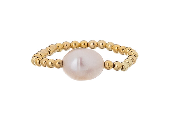 Pozlacený kuličkový prsten s pravou perlou AL4640.01.000.D
