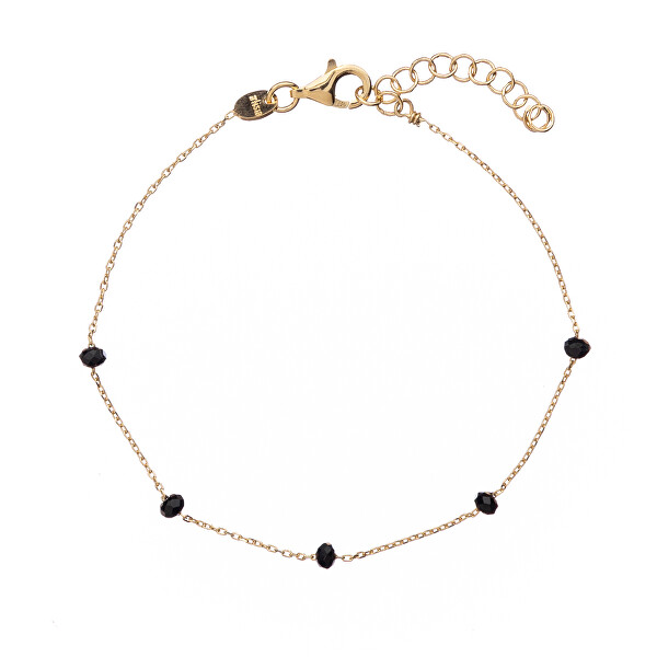 Bracciale placcato in oro con cristalli neri AL879-Oro-Nero