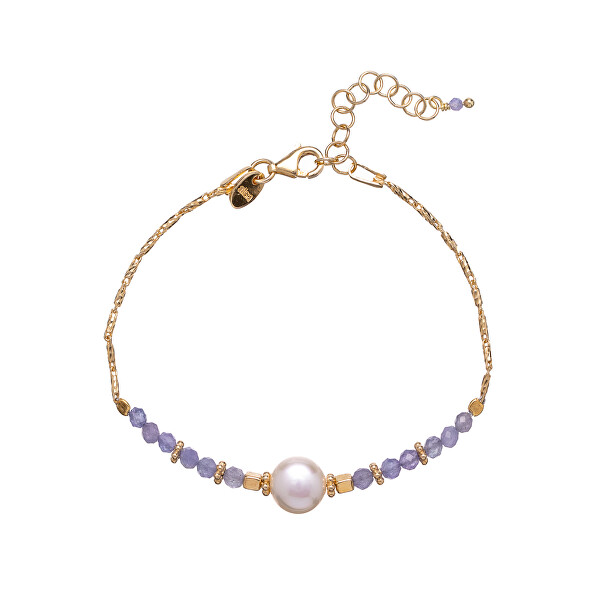 Bracciale placcato oro con tanzanite e perle di fiume AL4110-Oro-Tanzanite