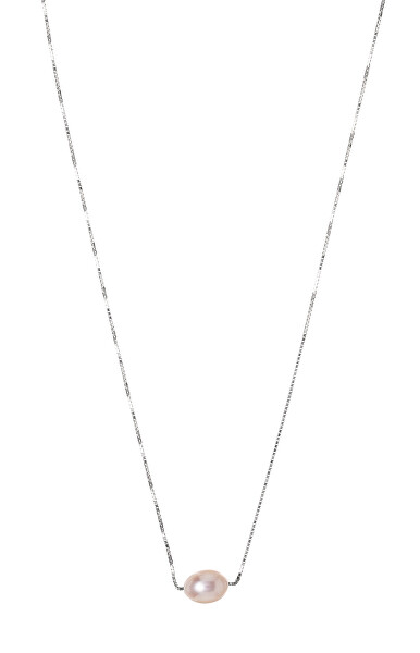 Anmutige Silberhalskette mit echter Perle AL3706-Argento