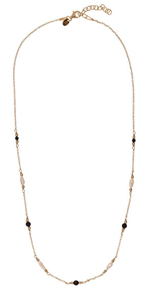 Slušivý pozlacený náhrdelník s pravými perlami a achátem AL5253.01.000