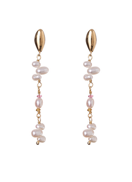 Visací pozlacené náušnice s perlami a turmalínem AL4660.01.000