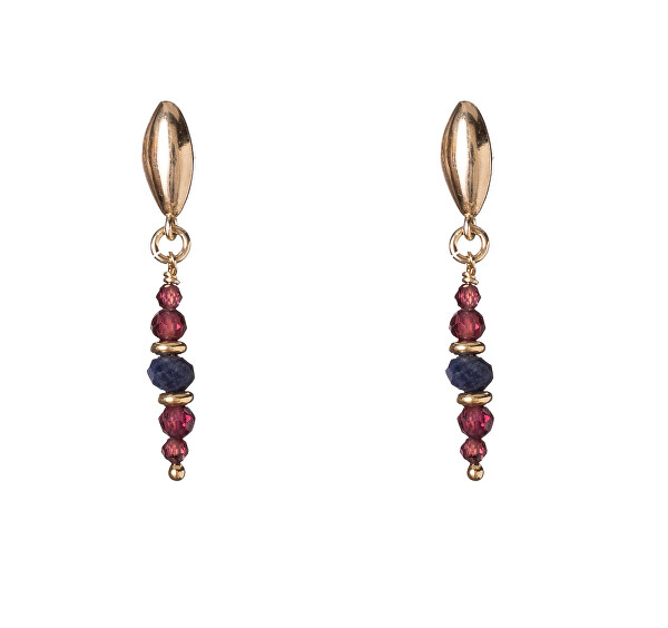 Visací pozlacené náušnice se safírem a granáty AL5236.01.000