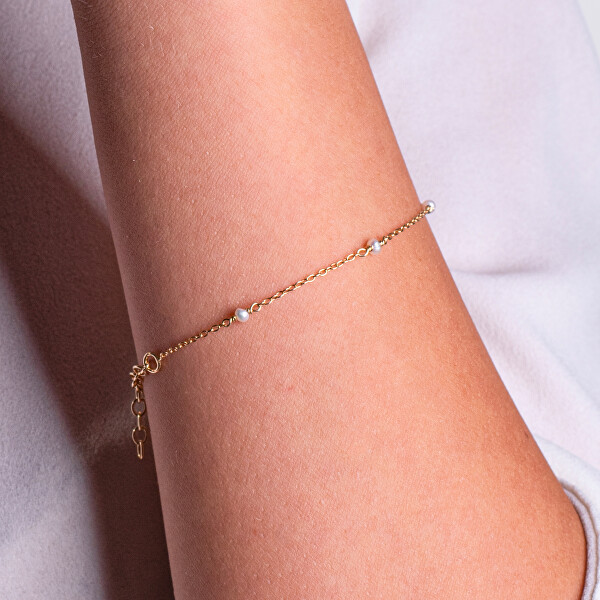 Dámský pozlacený náramek s pravými perlami AL4420.01.000