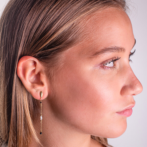 Dlouhé visací náušnice se sladkovodními perlami a achátem AL5257.01.000