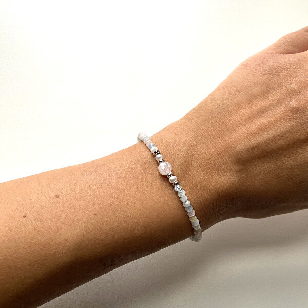 Elegantes Armband aus Morganitperlen AL4511-Argento