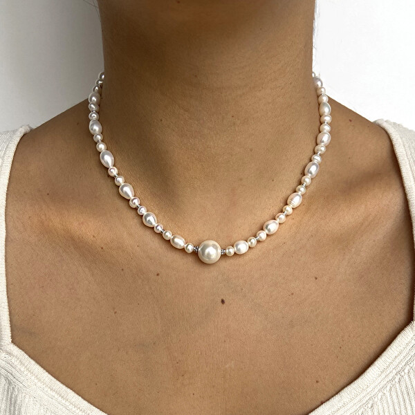 Elegante collana di perle AL4542-Argento