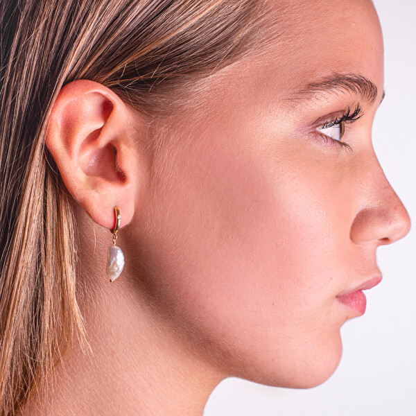 Elegantní pozlacené náušnice s barokní perlou AL4683.01.000