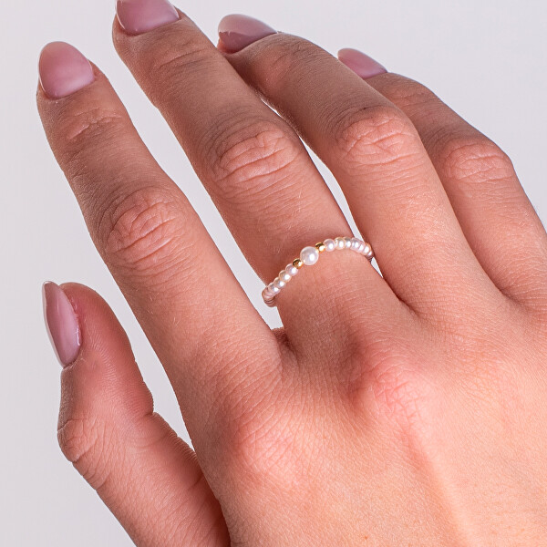 Elegantní prsten se syntetickými perlami AL5169.01.000.D