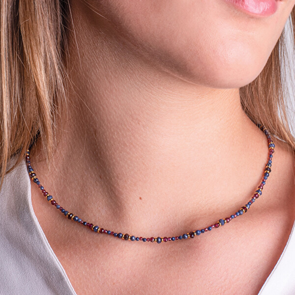 Jedinečný náhrdelník s granáty a safíry AL5228.01.000