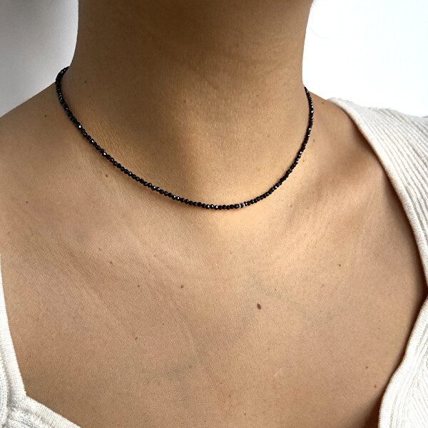 Collana con perle di spinello nero AL1628-Argento-Spinello