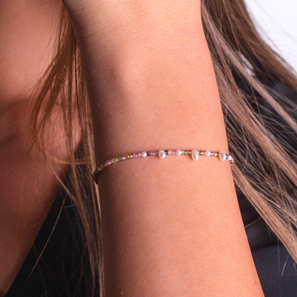 Korálkový náramek s turmalínem a perlami AL4657.01.000