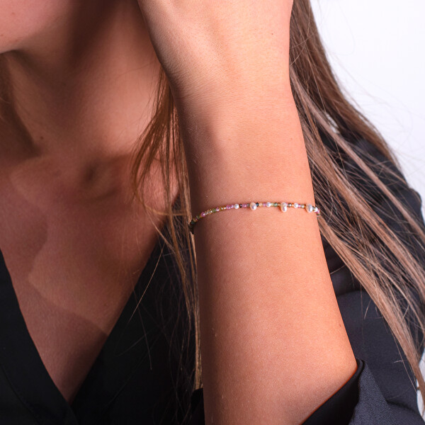 Korálkový náramek s turmalínem a perlami AL4657.01.000