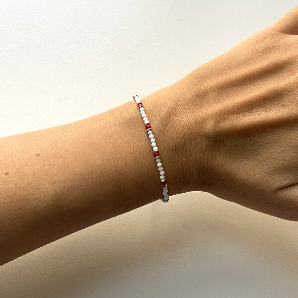 Perlenarmband aus Achat und roter Koralle AL3956-Argento-BiancoCorallo