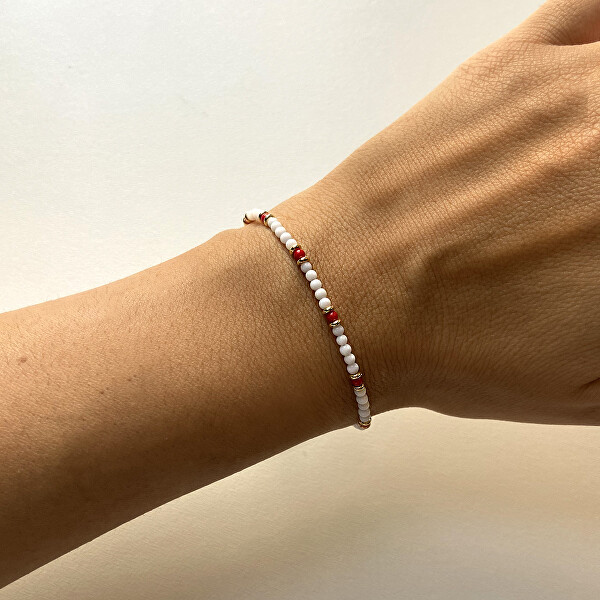 Perlenarmband aus Achat und roter Koralle AL3956-Argento-BiancoCorallo