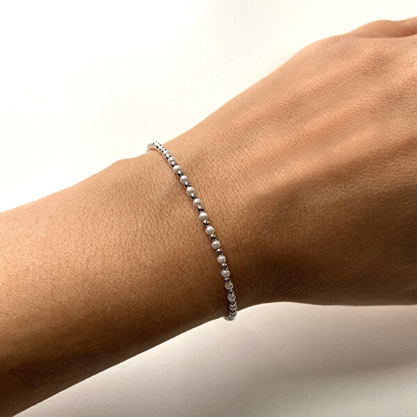 Bracciale con perline d'acqua dolce AL1235-Argento-Perla