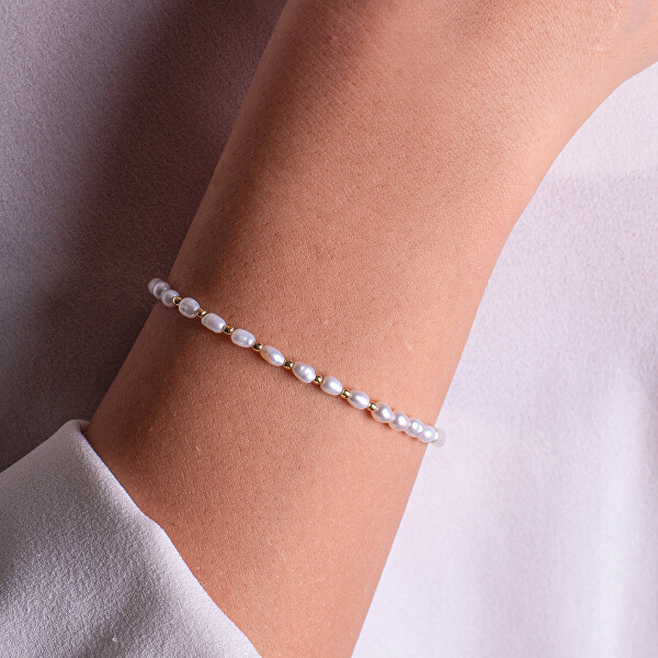 Korálkový náramek z říčních perel AL4906-Oro