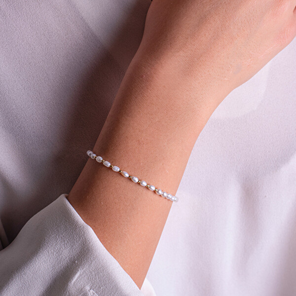 Korálkový náramek z říčních perel AL4906-Oro