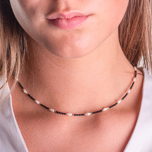 Luxusní náhrdelník s pravými perlami a achátem AL5251.01.000