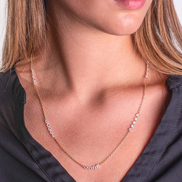 Luxusní pozlacený náhrdelník s čirými zirkony AL5056.01.000